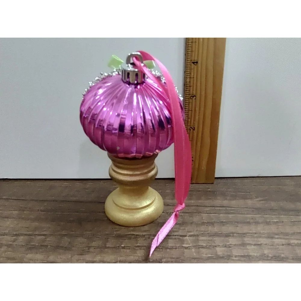 Flamingo Christmas Ornament Handmade Vtg Style OOAK Shatterproof Diorama O9
